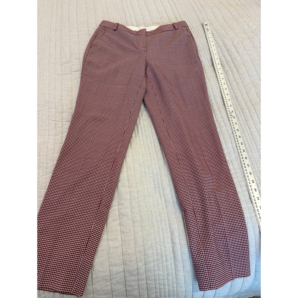 Massimo Dutti Women's Red White Houndstooth Trousers Pants Size USA 6 Portugal